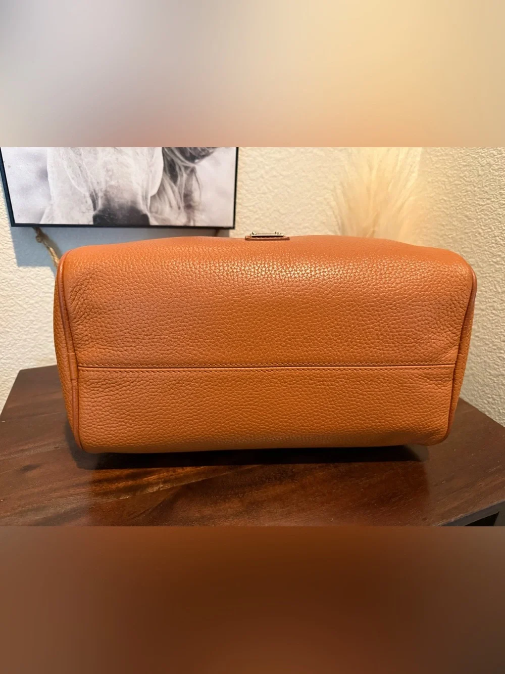 Dooney & Bourke Tan Pebbled Leather Satchel with Detachable Strap